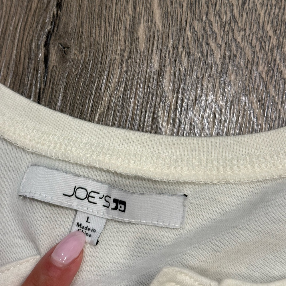 Joe's Jeans Cream Long Sleeve Henley Shirt - Picture 2 of 7